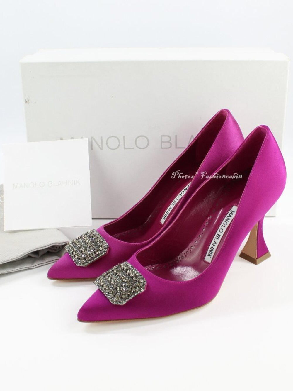 NEW MANOLO BLAHNIK Floritanuhi 90 Crystal Embellished Satin Pumps, Pink, EU 36.5